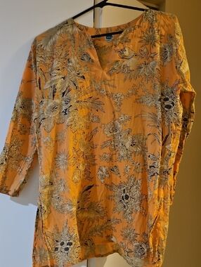 Dolma- Floral Orange Tunic Top